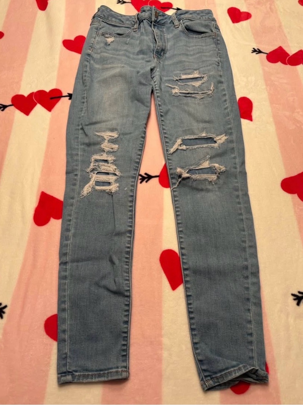 American Eagle Outfitters Light Blue Ripped Skinny Jeans